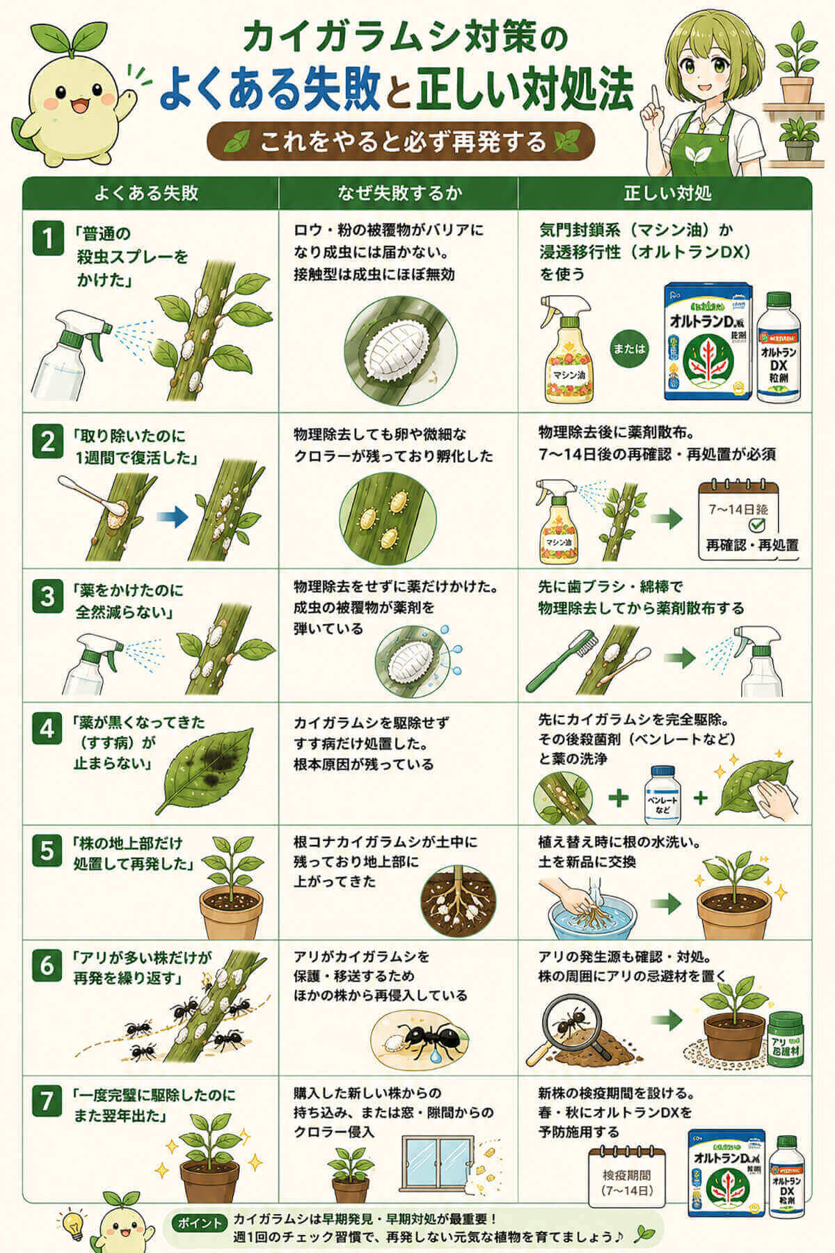 カイガラムシ対策のよくある失敗と正しい対処法