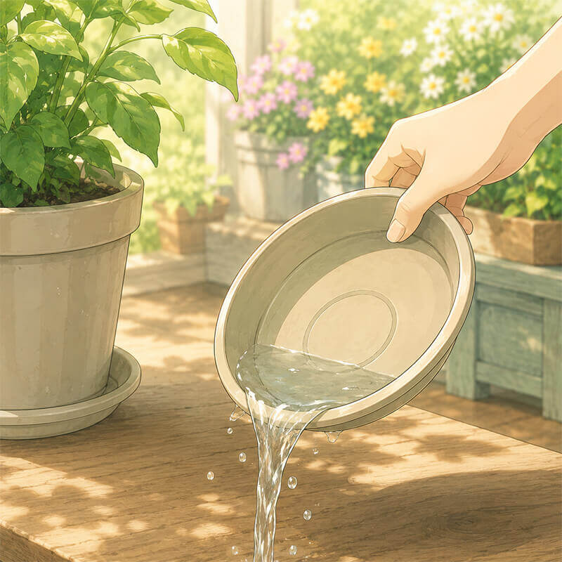 受け皿の水