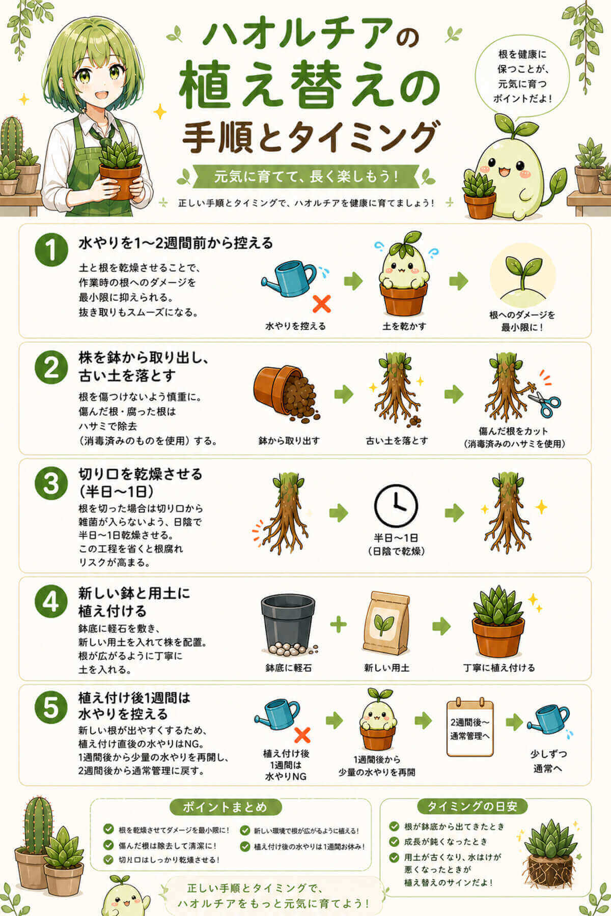 ハオルチア 植え替えの手順とタイミング