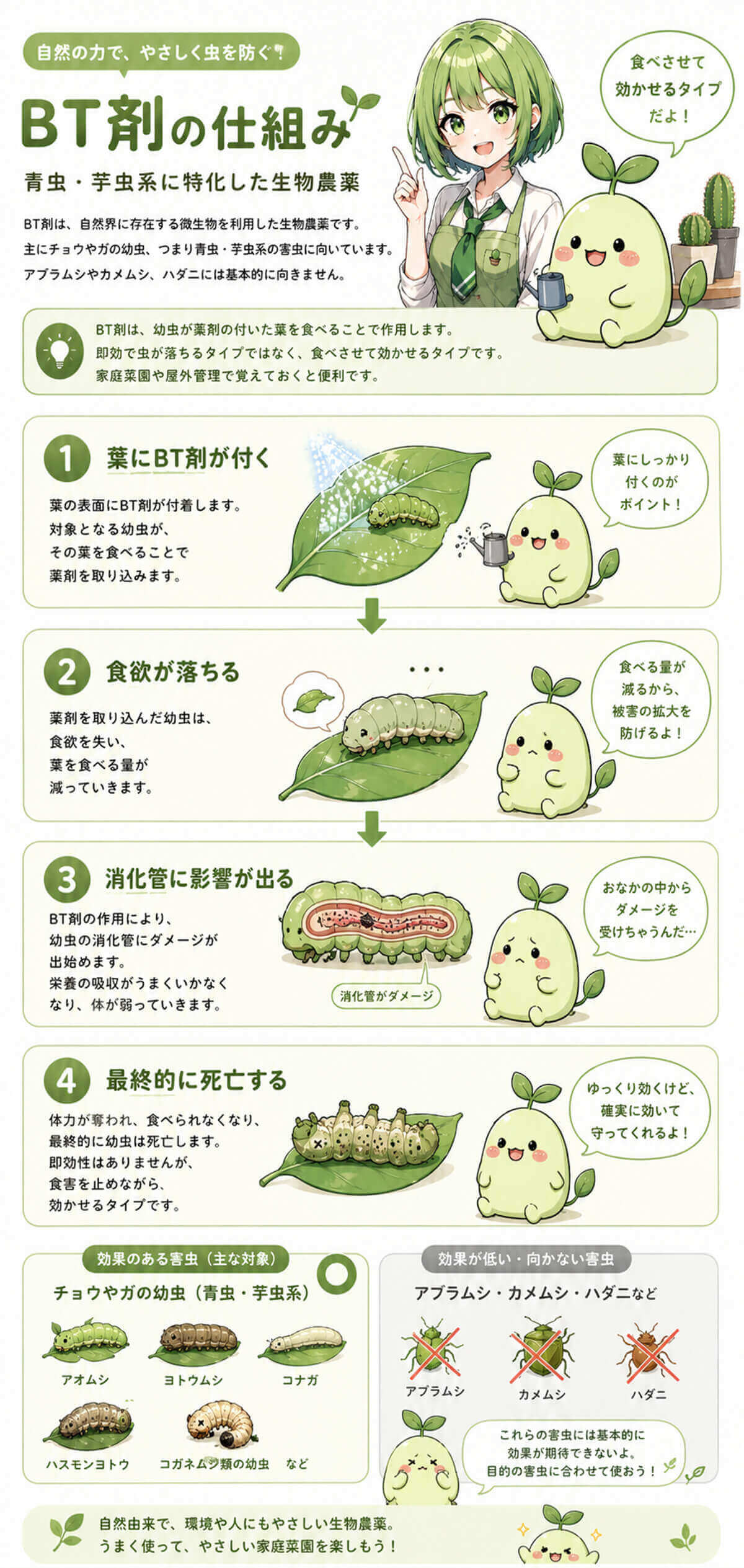 BT剤の仕組み 青虫・芋虫系に特化した生物農薬