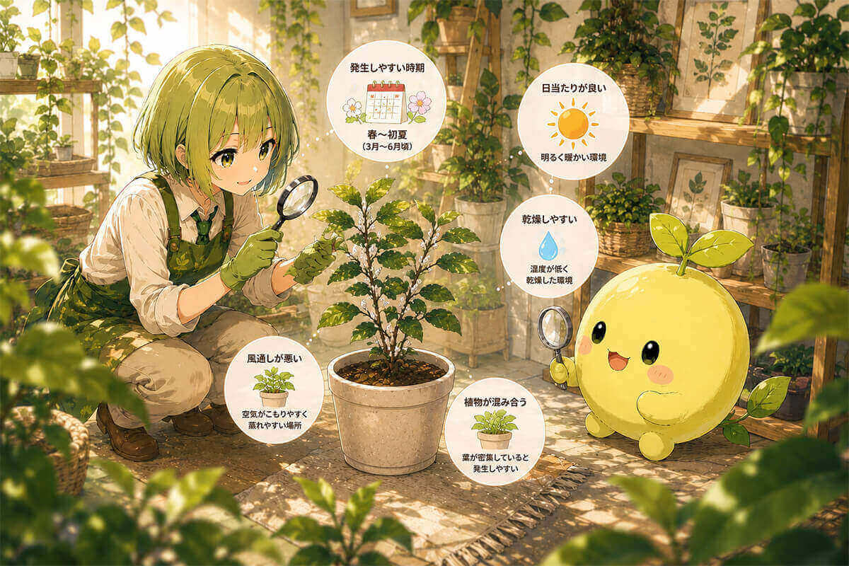 カイガラムシが発生しやすい時期と環境条件