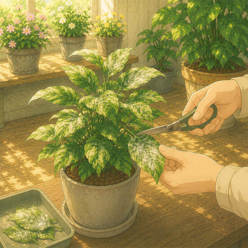 感染した葉を取り除く