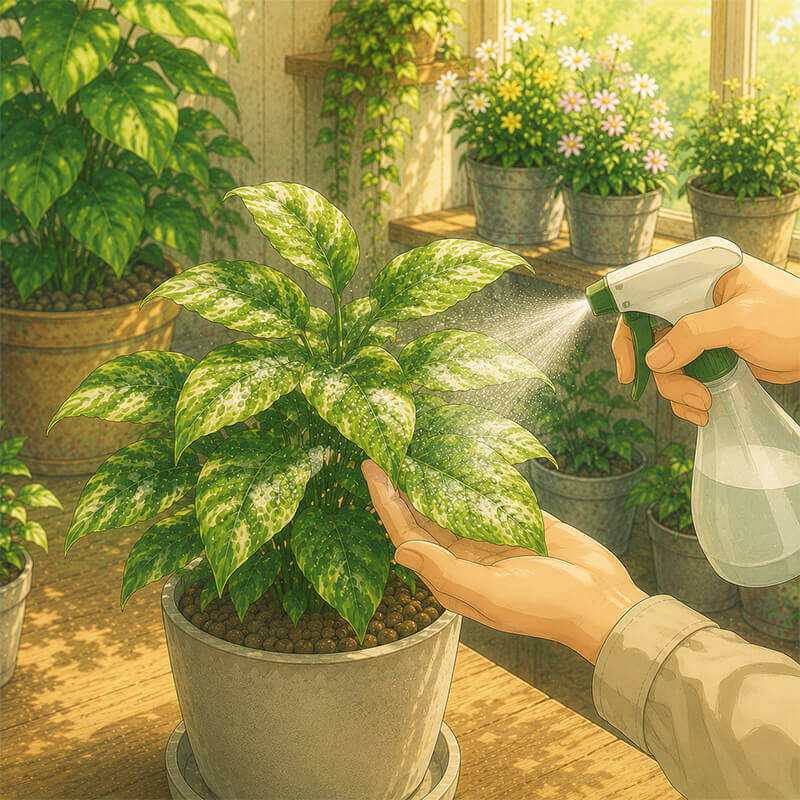 殺菌剤を散布