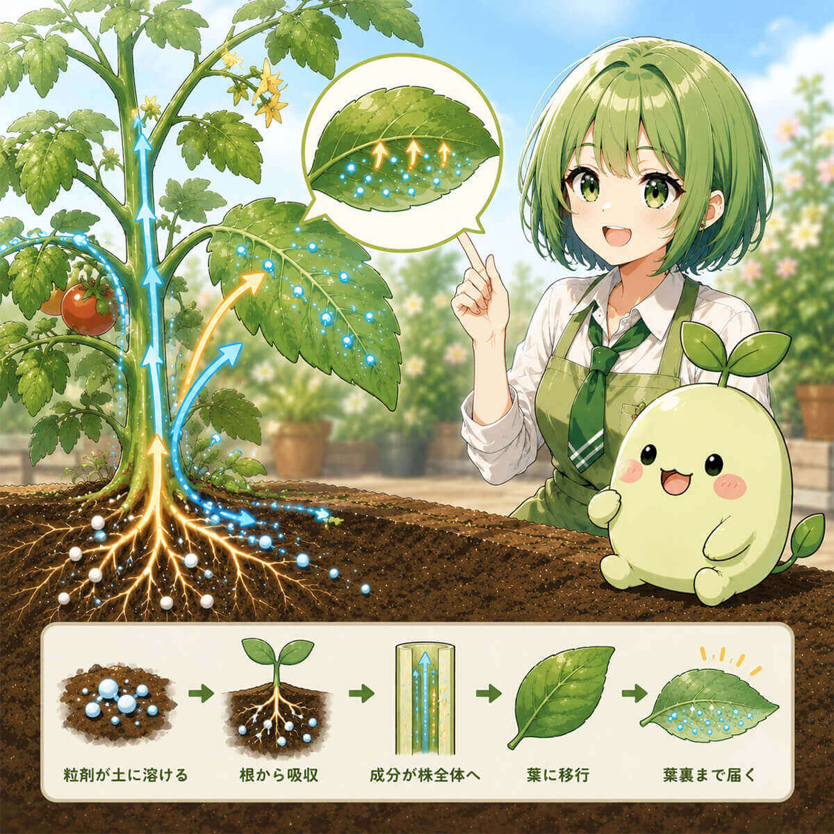 葉裏へ成分移行
