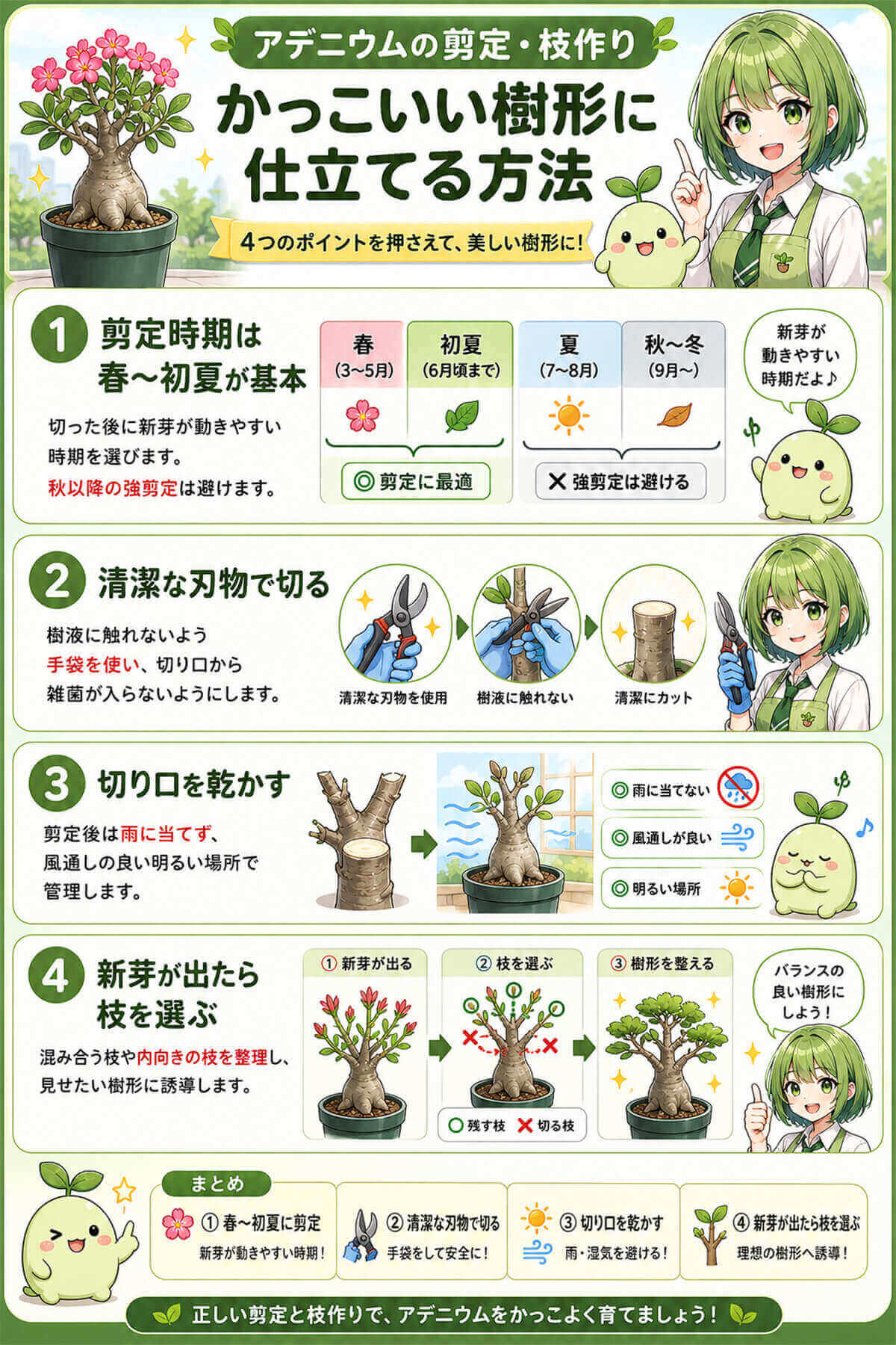 アデニウムの剪定・枝作り かっこいい樹形に仕立てる方法