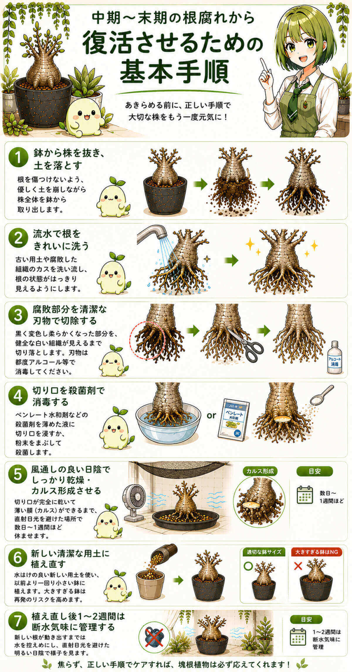 中期〜末期の根腐れから復活させるための基本手順