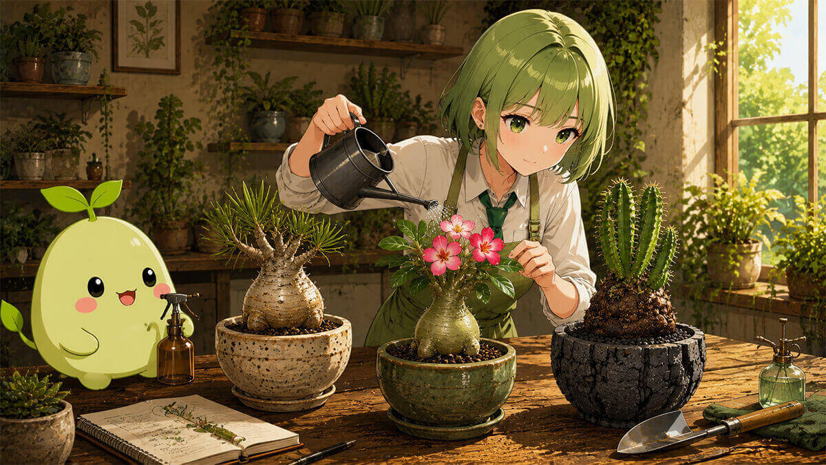 夏型塊根植物の夏越し管理