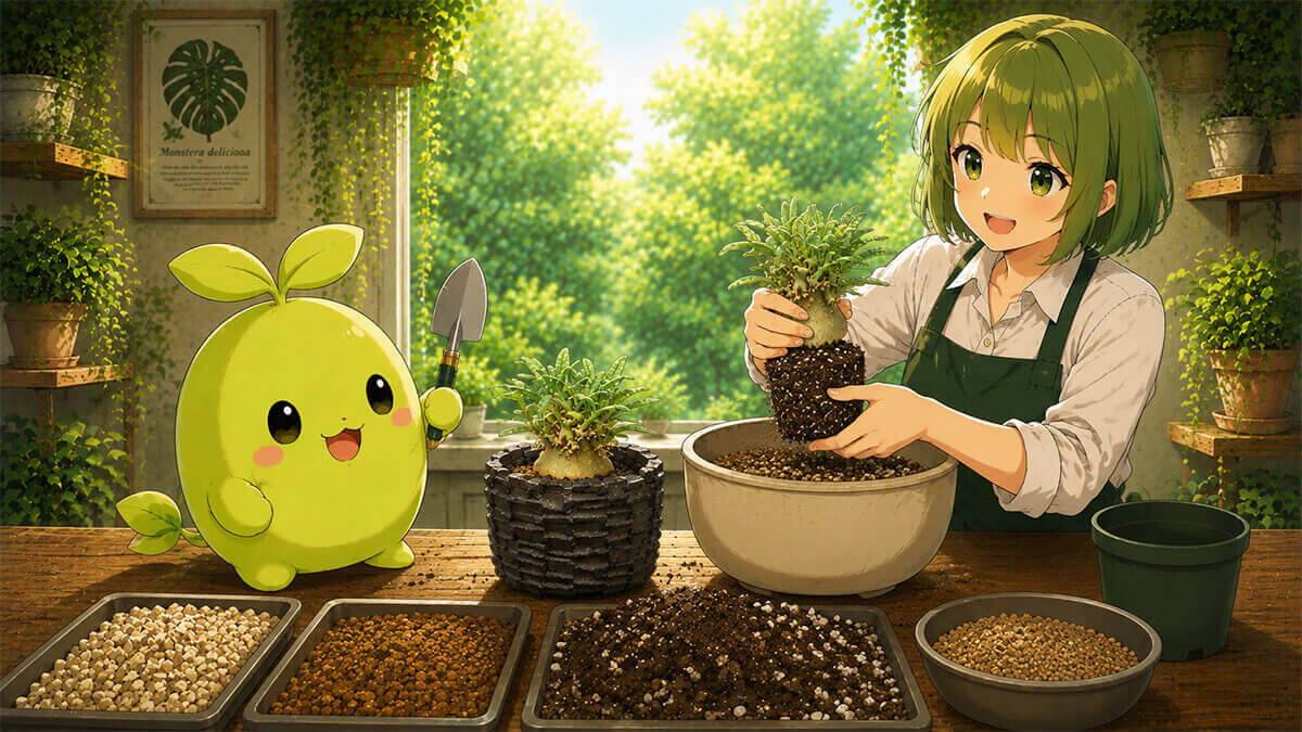 ドルステニア属の植え替えのタイミングと手順